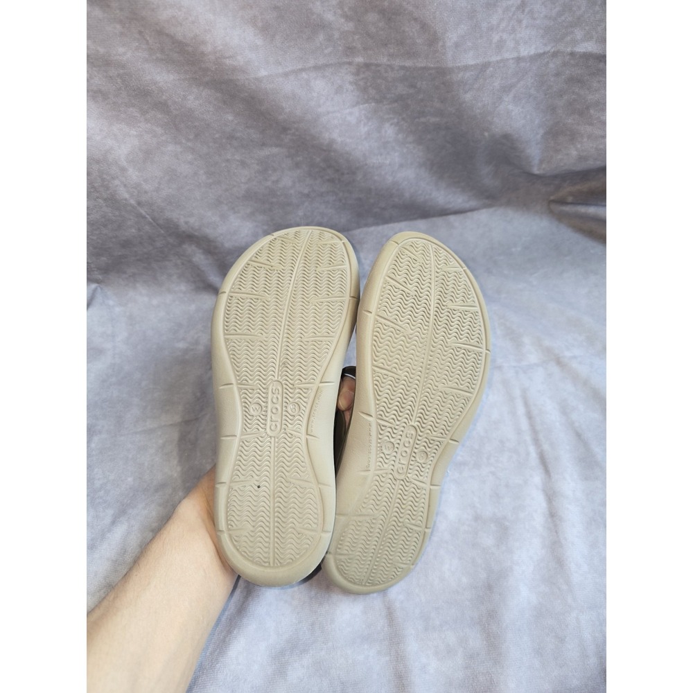 Crocs Swiftwater Sandals Tan & Brown Womens Size 8 Strappy Slip On Slides - Picture 6 of 7